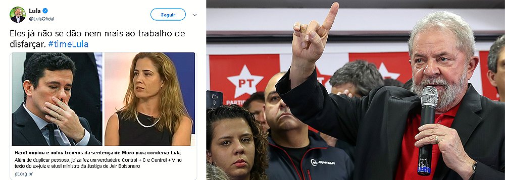 Lula sobre copia e cola de juíza na sentença do sítio: nem disfarçam mais Lula sobre copia e cola de juíza na sentença do sítio: nem disfarçam mais