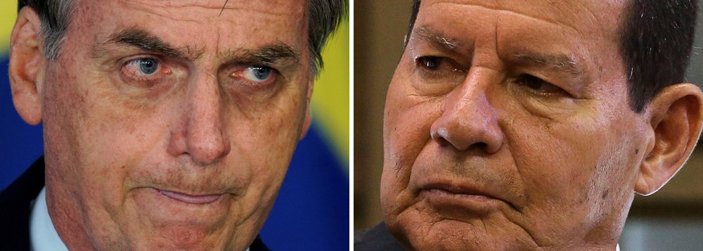 Governo trava com desconfiança dos Bolsonaro em relação a Mourão Governo trava com desconfiança dos Bolsonaro em relação a Mourão