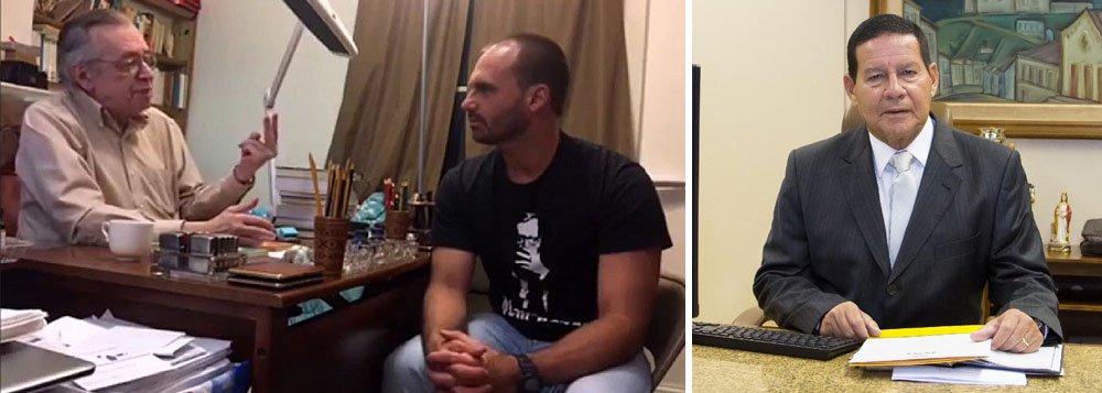 Eduardo Bolsonaro está por trás dos ataques de Olavo a Mourão, diz revista Eduardo Bolsonaro está por trás dos ataques de Olavo a Mourão, diz revista