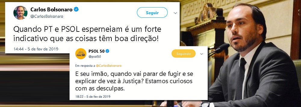 PSOL questiona Carlos Bolsonaro que foge de explicar caso Queiroz PSOL questiona Carlos Bolsonaro que foge de explicar caso Queiroz