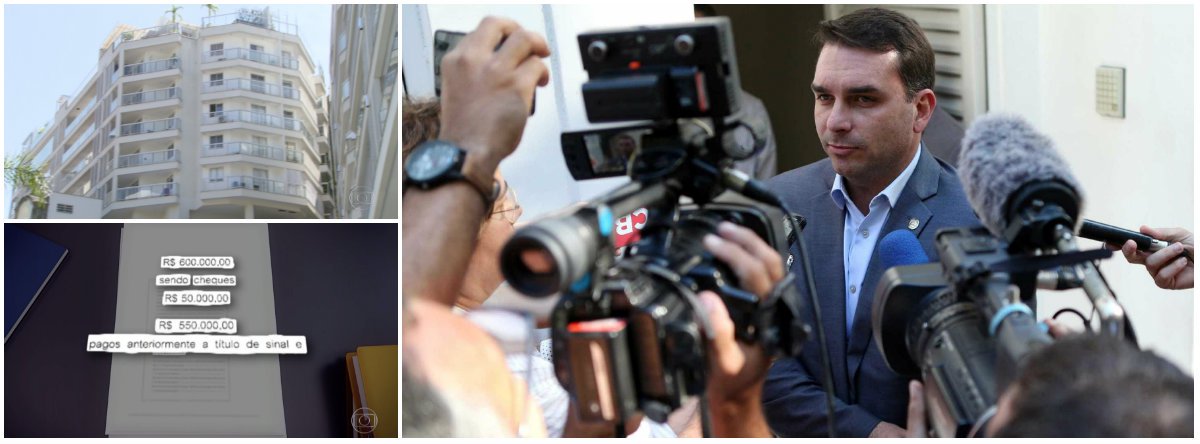 Globo volta a bater e aponta contradição de Flávio Bolsonaro (Foto: Reuters/Reprodução Globo) Globo volta a bater e aponta contradição de Flávio Bolsonaro