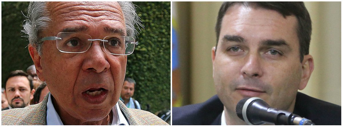 Abaixo Paulo Guedes! Põe Flávio Bolsonaro no lugar! (Foto: Esq.: Sérgio Moraes - Reuters) Abaixo Paulo Guedes! Põe Flávio Bolsonaro no lugar!