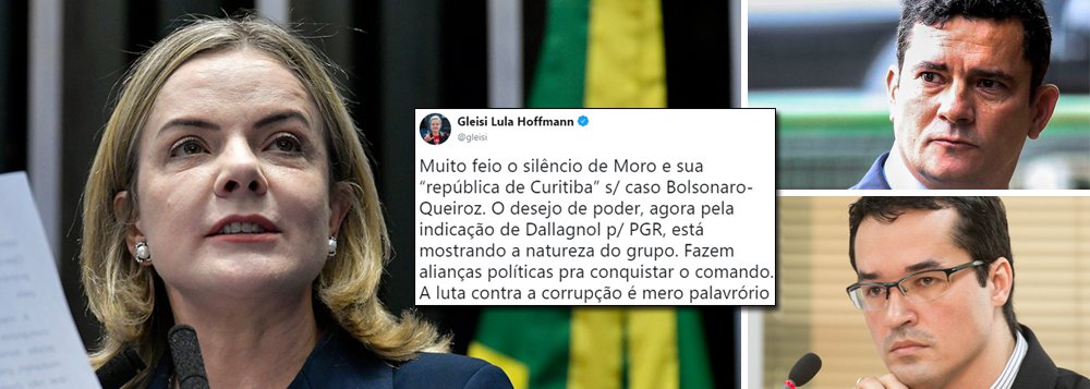 Gleisi: muito feio o silêncio de Moro sobre o caso Bolsonaro-Queiroz Gleisi: muito feio o silêncio de Moro sobre o caso Bolsonaro-Queiroz