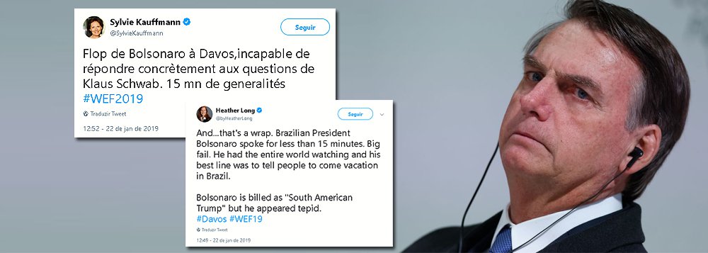 Imprensa mundial fala em “grande fracasso” de Bolsonaro em Davos Imprensa mundial fala em “grande fracasso” de Bolsonaro em Davos