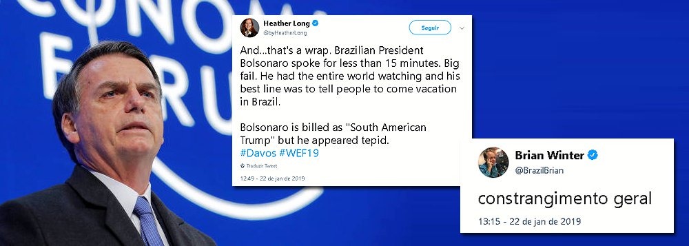 Correspondente internacional em Davos sobre Bolsonaro: constrangimento geral Correspondente internacional em Davos sobre Bolsonaro: constrangimento geral