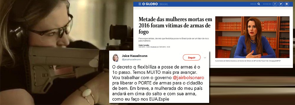 Joice celebra decreto e ignora morte de mulheres por arma de fogo Joice celebra decreto e ignora morte de mulheres por arma de fogo