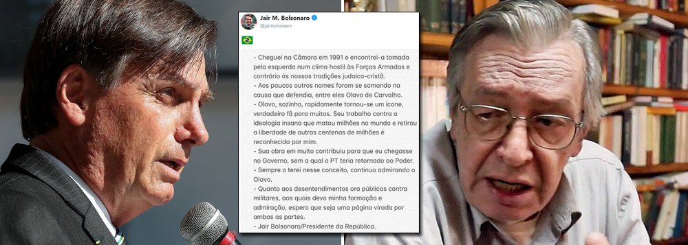 Bolsonaro declara guerra aos generais com novo elogio a Olavo de Carvalho Bolsonaro declara guerra aos generais com novo elogio a Olavo de Carvalho