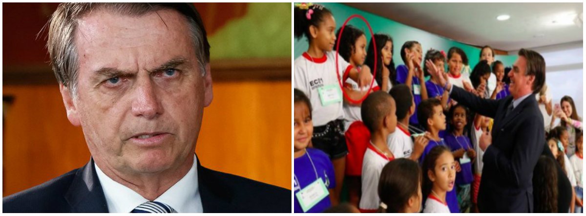 Estadão apaga matéria sobre menina que se recusou a cumprimentar Bolsonaro (Foto: Esq.: Alan Santos - PR) Estadão apaga matéria sobre menina que se recusou a cumprimentar Bolsonaro