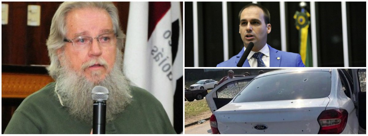 Perplexidade, diz Afrânio Silva Jardim sobre posição de Eduardo Bolsonaro após os 80 tiros no Rio (Foto: Dir.: em cima (Alex Ferreira - Câmara)) Perplexidade, diz Afrânio Silva Jardim sobre posição de Eduardo Bolsonaro após os 80 tiros no Rio