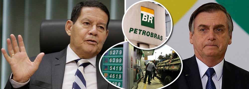 Mourão culpa Bolsonaro por nova política da Petrobrás Mourão culpa Bolsonaro por nova política da Petrobrás