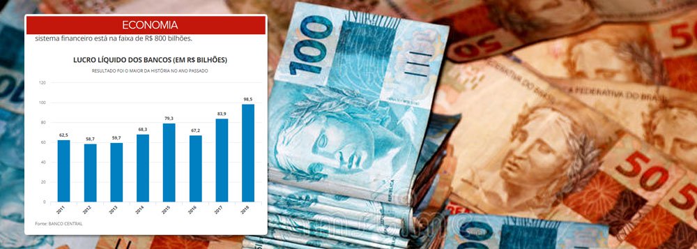 Lucro de bancos brasileiros bate recorde e chega a R$ 98,5 bilhões Lucro de bancos brasileiros bate recorde e chega a R$ 98,5 bilhões