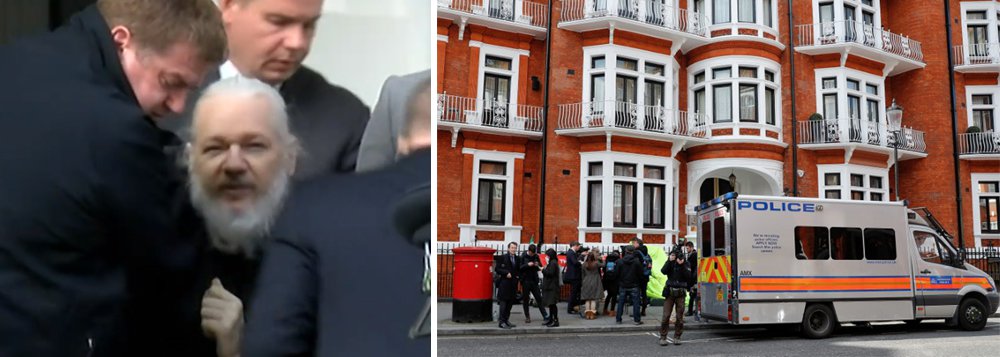 Assista ao vídeo da prisão de Assange Assista ao vídeo da prisão de Assange