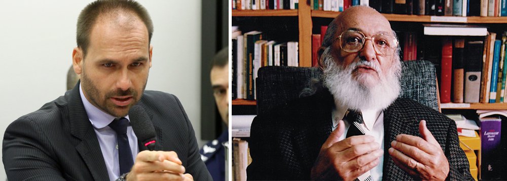 Eduardo Bolsonaro desafia a esquerda a dizer quem é Paulo Freire. E a esquerda responde (Foto: Câmara dos Deputados | Reprodução) Eduardo Bolsonaro desafia a esquerda a dizer quem é Paulo Freire. E a esquerda responde