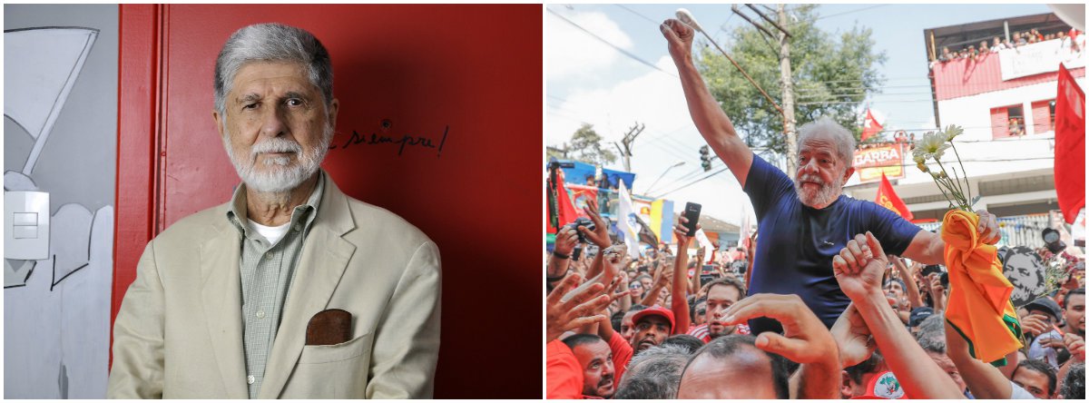 'Lula livre, Lula Nobel', defende Celso Amorim (Foto: Brasil 247/Ricardo Stuckert) 'Lula livre, Lula Nobel', defende Celso Amorim