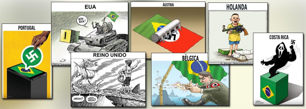 Chargistas de todo o mundo mostram repulsa internacional a Bolsonaro Chargistas de todo o mundo mostram repulsa internacional a Bolsonaro