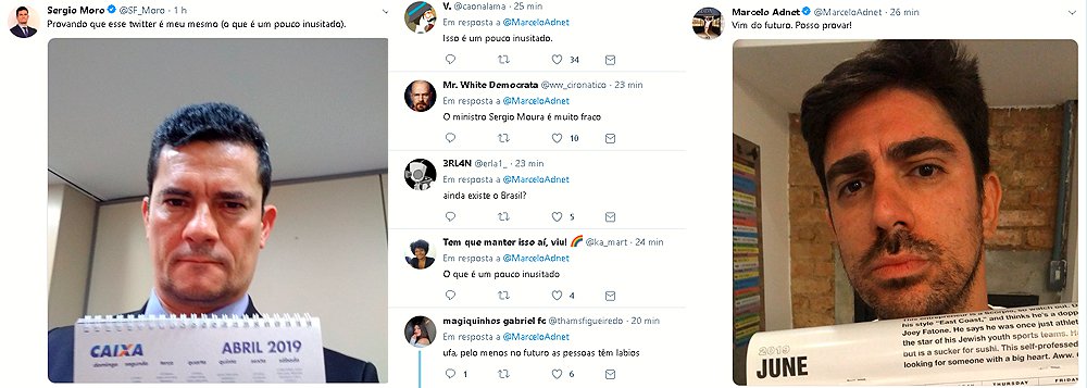 Moro tenta 'provar' que nova conta no Twitter é dele, mas vira piada Moro tenta 'provar' que nova conta no Twitter é dele, mas vira piada