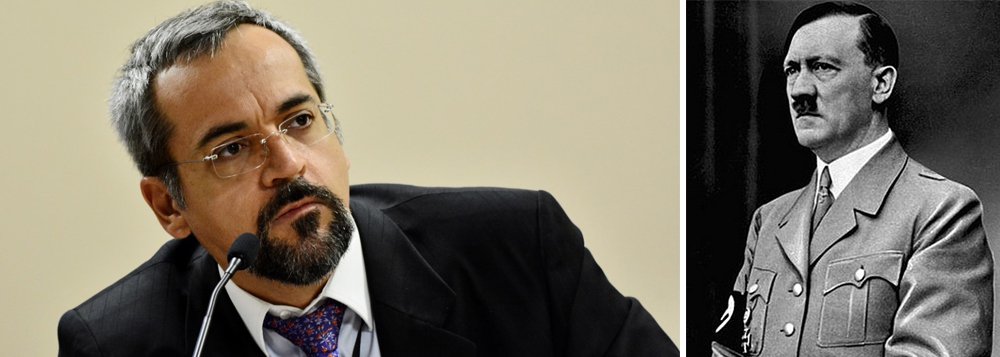 Weintraub replica discurso de Hitler, trocando a palavra judeu por comunista Weintraub replica discurso de Hitler, trocando a palavra judeu por comunista