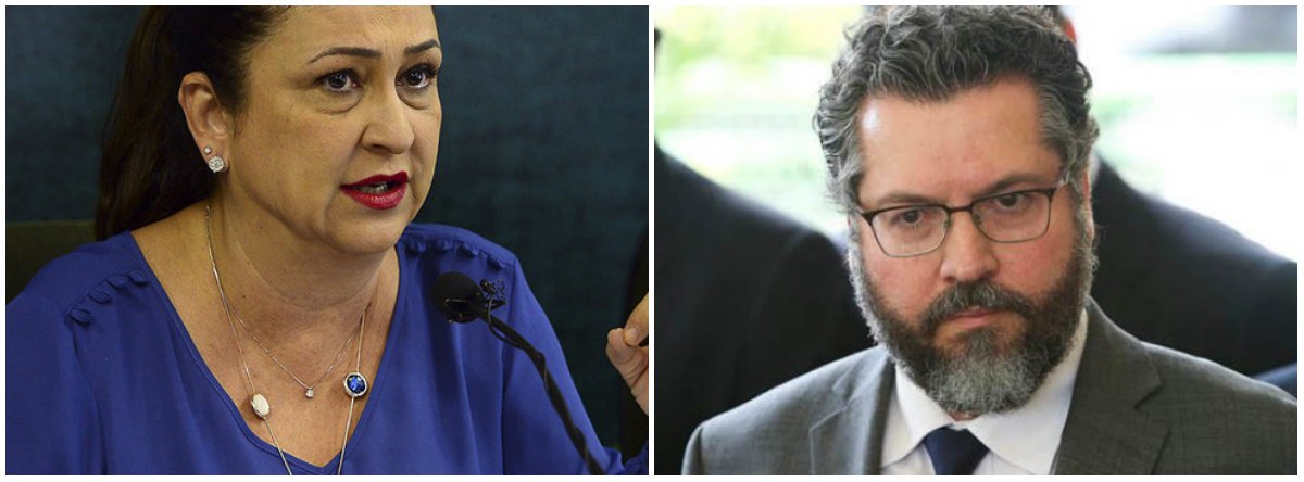 De Kátia Abreu para Ernesto Araújo: não somos obrigados a ouvir sandices (Foto: Esq.: Elza Fiúza - ABR) De Kátia Abreu para Ernesto Araújo: não somos obrigados a ouvir sandices