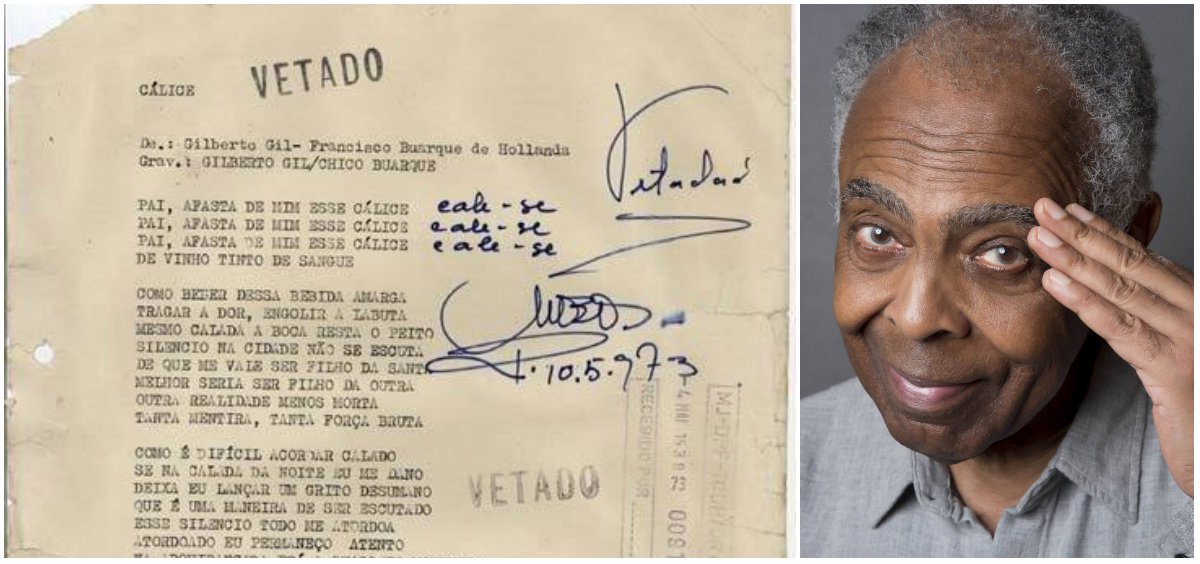 Gil critica celebração ao golpe de 64 ao relembrar censura à música 'Cálice' Gil critica celebração ao golpe de 64 ao relembrar censura à música 'Cálice'