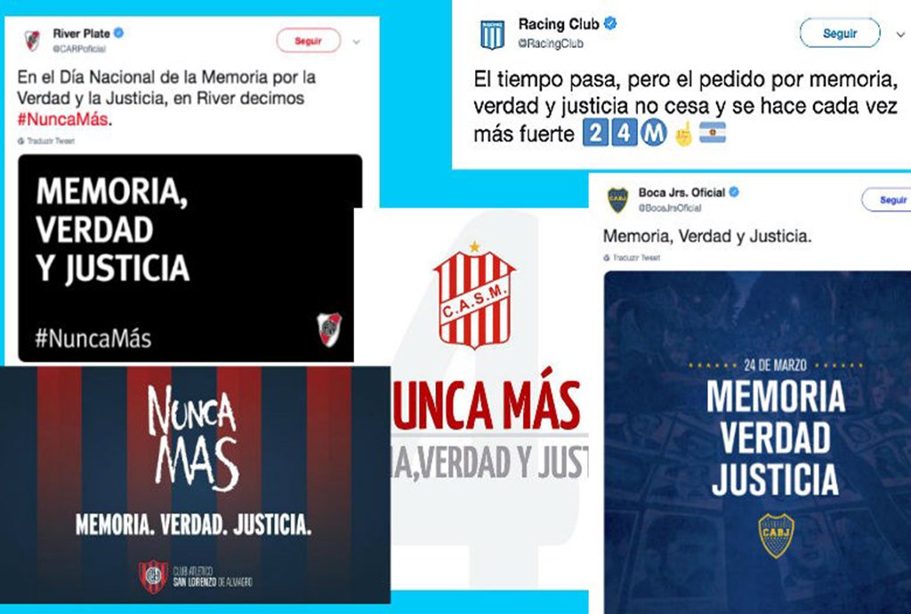 Clubes argentinos se unem para repudiar golpe militar de 1976 Clubes argentinos se unem para repudiar golpe militar de 1976