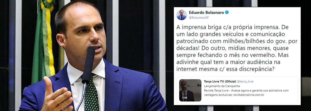 Eduardo Bolsonaro faz campanha para site que divulgou fake news sobre jornalista do Estado Eduardo Bolsonaro faz campanha para site que divulgou fake news sobre jornalista do Estado