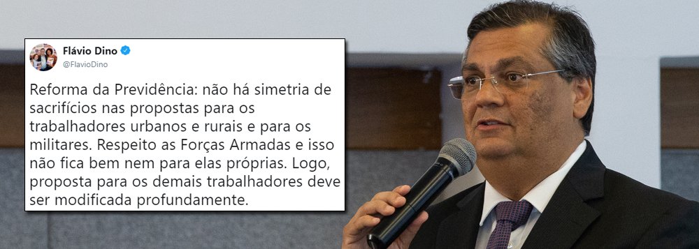 Com benefícios aos militares, governo deve rever reforma da Previdência, diz Dino Com benefícios aos militares, governo deve rever reforma da Previdência, diz Dino