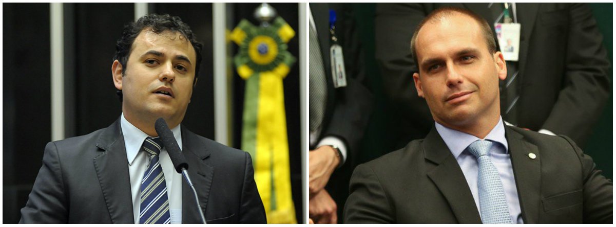Glauber Braga e Eduardo Bolsonaro trocam farpas na Câmara (Foto: Esq.: Divulgação / Dir.: Fabio Pozzebom - ABR) Glauber Braga e Eduardo Bolsonaro trocam farpas na Câmara