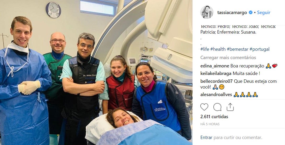 Tássia Camargo sofre infarto, mas se recupera e agradece fãs Tássia Camargo sofre infarto, mas se recupera e agradece fãs