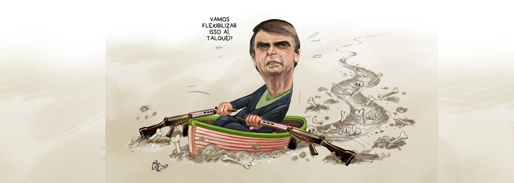 Aroeira: remando com fuzis, Bolsonaro quer flexibilizar armas Aroeira: remando com fuzis, Bolsonaro quer flexibilizar armas