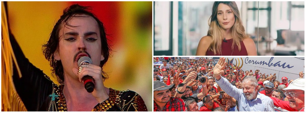 Johnny Hooker trola Betina e diz que pretender ver Lula como candidato (Foto: Dir.: embaixo (Stuckert)) Johnny Hooker trola Betina e diz que pretender ver Lula como candidato