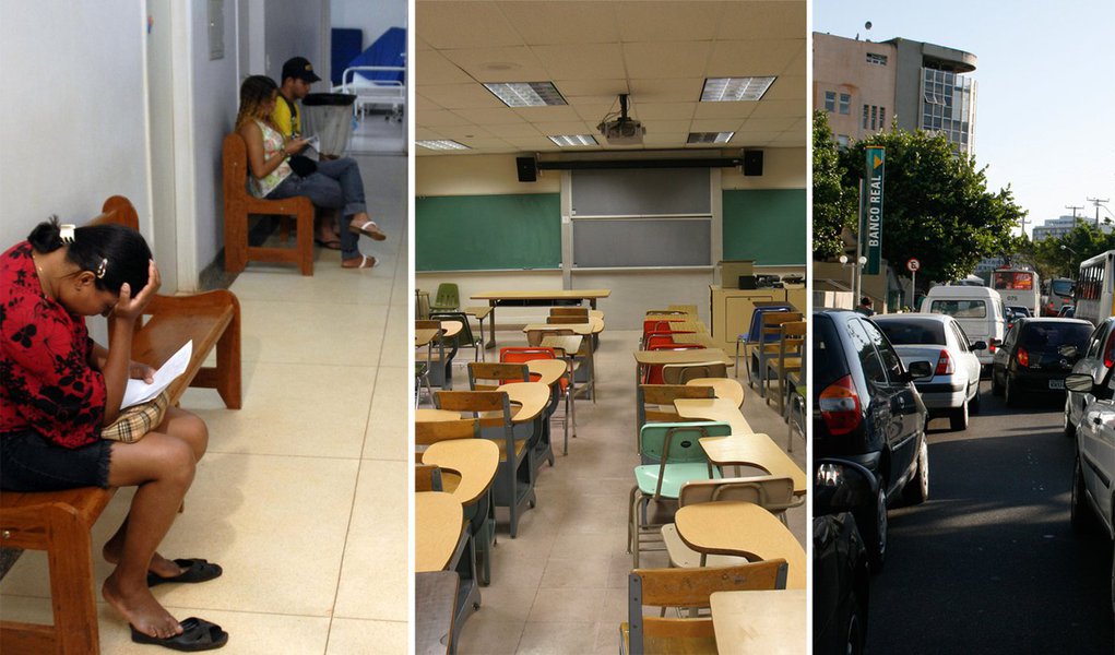 Cresce a insatisfação com os serviços públicos (Foto: Rodrigues Pozzebom/ABr, Noah Strycker/Shutterstock e Andréa Rêgo Barros/247) Cresce a insatisfação com os serviços públicos