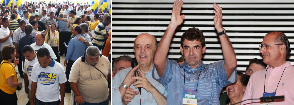 Em convenção, Alckmin nega desunião no PSDB (Foto: Montagem Folha) Em convenção, Alckmin nega desunião no PSDB