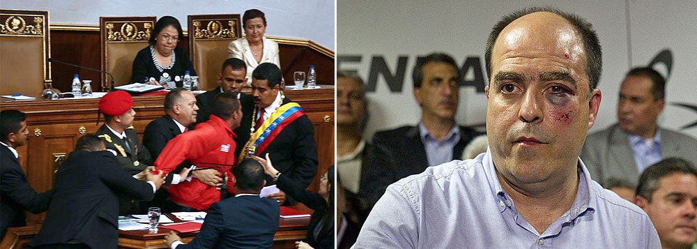 Confronto no Parlamento da Venezuela deixa sete feridos Confronto no Parlamento da Venezuela deixa sete feridos