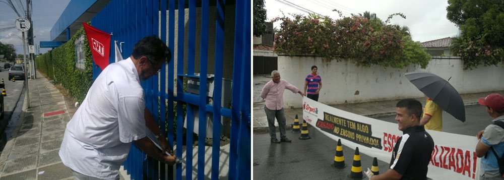 Por melhores salários, Sindicato fecha escola particular Por melhores salários, Sindicato fecha escola particular