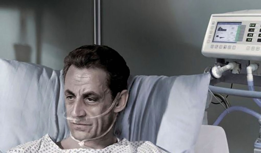 Associação pró-eutanásia leva Sarkozy para cama de hospital (Foto: Divulgação) Associação pró-eutanásia leva Sarkozy para cama de hospital