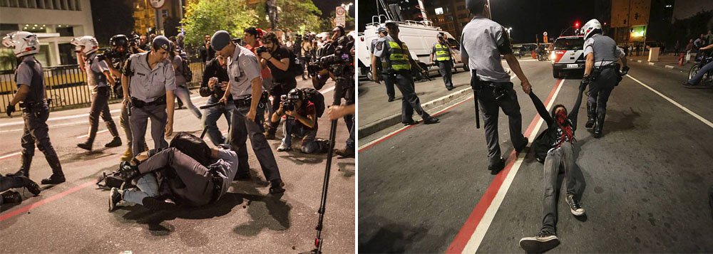Vídeo: Jovem é arrastada por PMs em protesto Vídeo: Jovem é arrastada por PMs em protesto