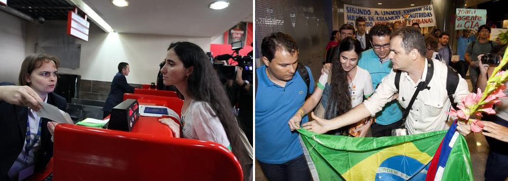 Aos gritos de "Fora, Yoani", cubana desembarca Aos gritos de "Fora, Yoani", cubana desembarca