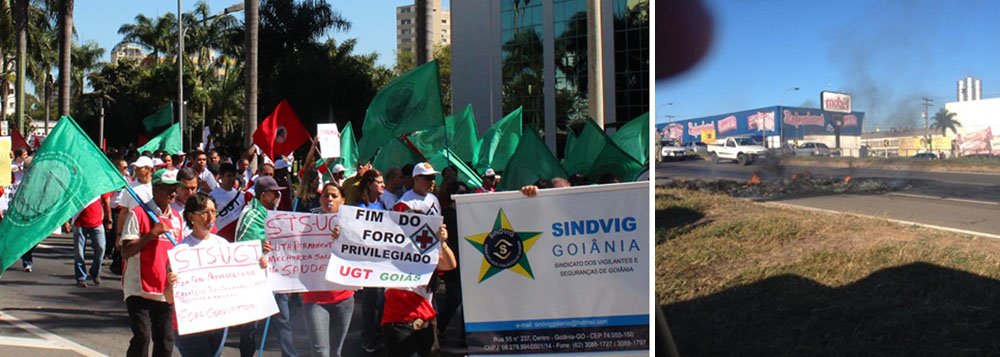 Centrais Sindicais fazem protestos em Goiás Centrais Sindicais fazem protestos em Goiás