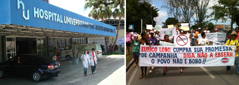 Servidores e estudantes protestam contra terceirização Servidores e estudantes protestam contra terceirização