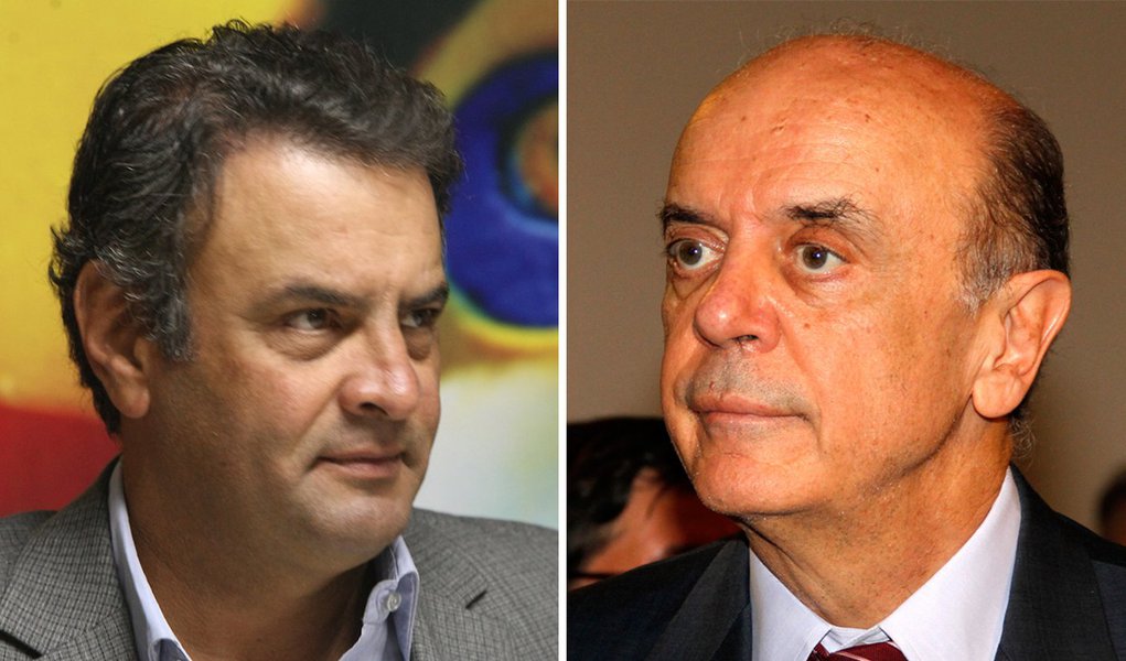 Aécio enfim assume oposição, mas fica com cara de Serra (Foto: Montagem/247) Aécio enfim assume oposição, mas fica com cara de Serra