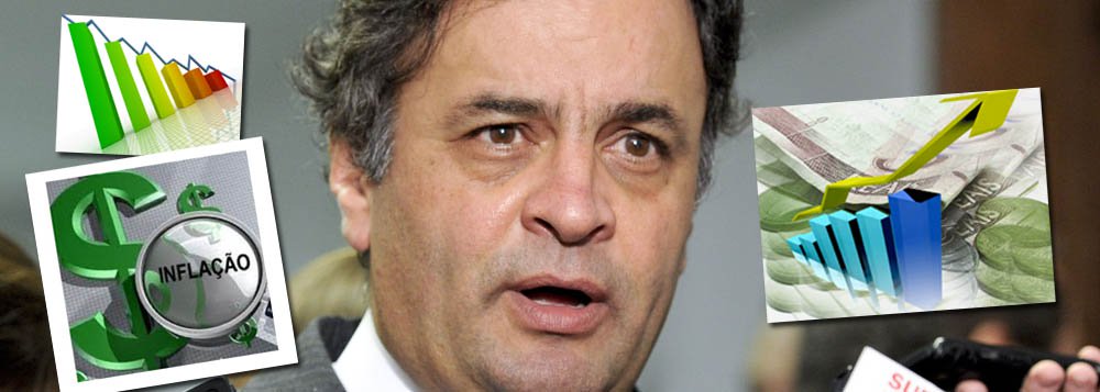Aécio, que escolheu a economia, foca na inflação Aécio, que escolheu a economia, foca na inflação