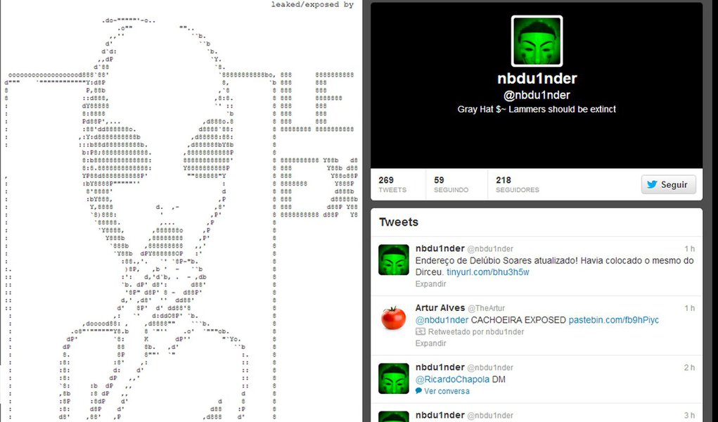 Hacker publica dados de petistas condenados no STF Hacker publica dados de petistas condenados no STF