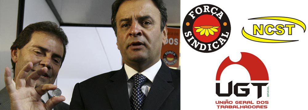 Com vários alvos, Aécio flerta com sindicalistas Com vários alvos, Aécio flerta com sindicalistas