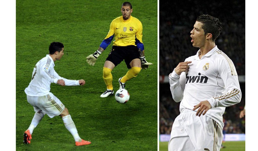 Real bate Barça por 2 a 1, Cristiano supera Messi e time abre sete pontos no Espanhol (Foto: Sergio Carmona/REUTERS_Juan Medina/REUTERS) Real bate Barça por 2 a 1, Cristiano supera Messi e time abre sete pontos no Espanhol