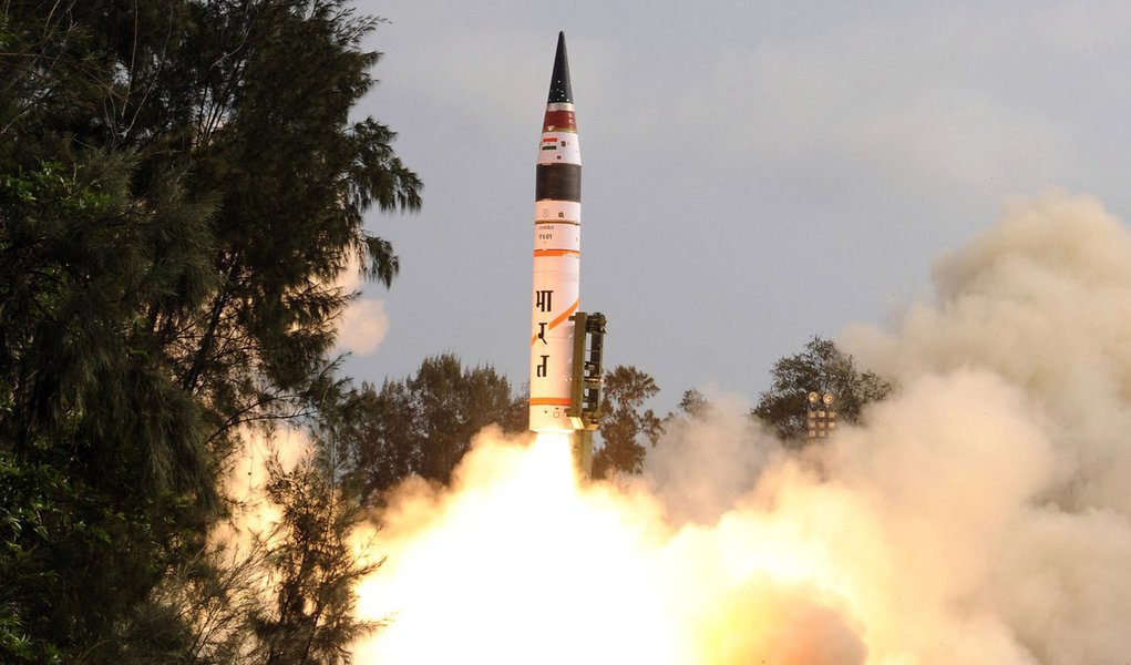 Índia testa míssil com capacidade nuclear (Foto: Indian Defence Research and Development Organisation/REUTERSIndian Defence Research and Development Organisation/REUTERS) Índia testa míssil com capacidade nuclear