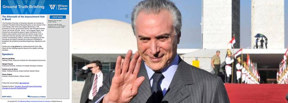 Think-tank americano já considera o golpe consumado Think-tank americano já considera o golpe consumado