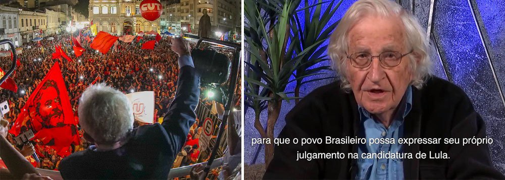 Noam Chomsky grava vídeo em apoio a Lula www.brasil247.com - Noam Chomsky grava vídeo em apoio a Lula
