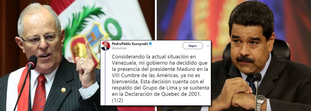 Presidente do Peru desconvida Venezuela da Cúpula das Américas Presidente do Peru desconvida Venezuela da Cúpula das Américas