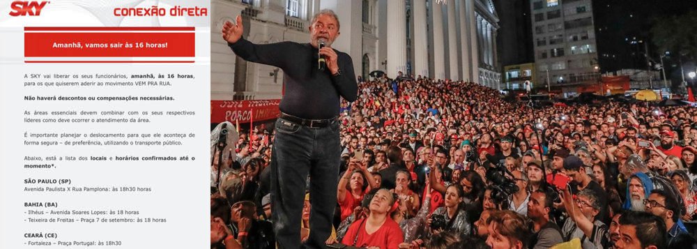 Justiça proíbe Sky de obrigar trabalhadores a participar de protesto anti-Lula Justiça proíbe Sky de obrigar trabalhadores a participar de protesto anti-Lula