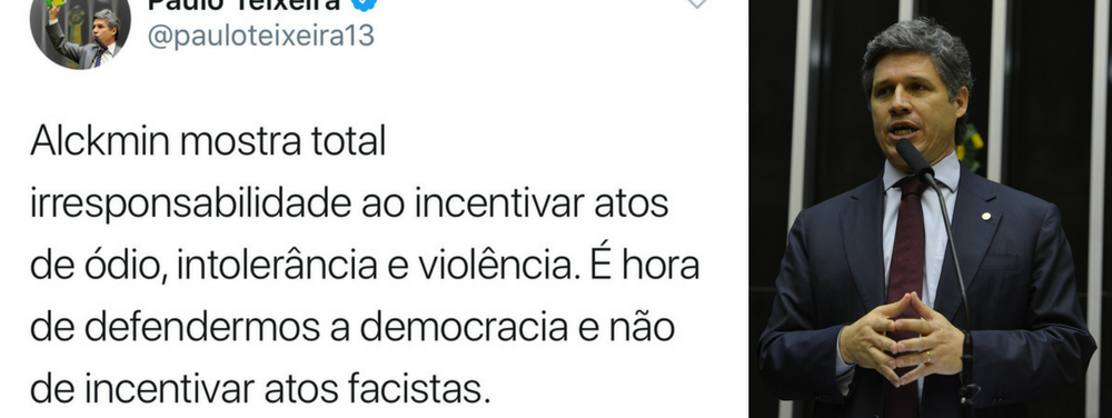 Paulo Teixeira critica Alckmin por incitar atos de ódio Paulo Teixeira critica Alckmin por incitar atos de ódio
